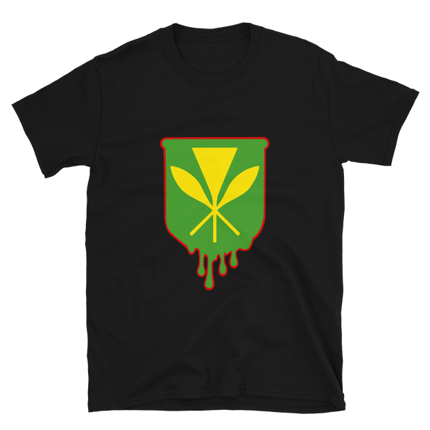 Kanaka Maoli Crest - Green with Red Border *ADULT SHORT SLEEVE*