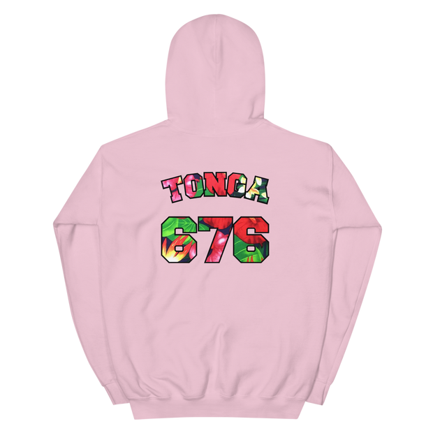 Tonga 676 - Floral Jersey with Black Border (front/back) *ADULT HOODIE*