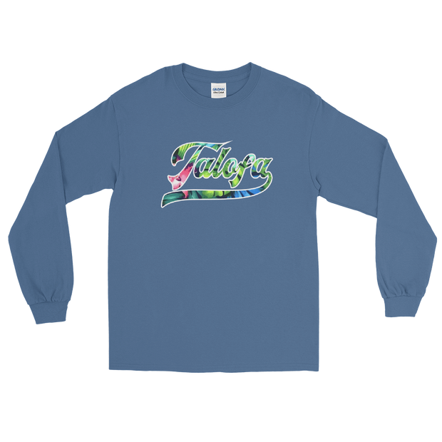 Talofa Script ~ Floral with White Border *ADULT LONG SLEEVE*