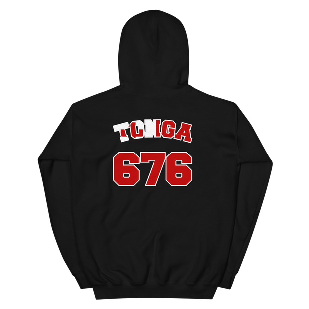 Tonga 676 - Flag with White Border (front/back) *ADULT HOODIE*